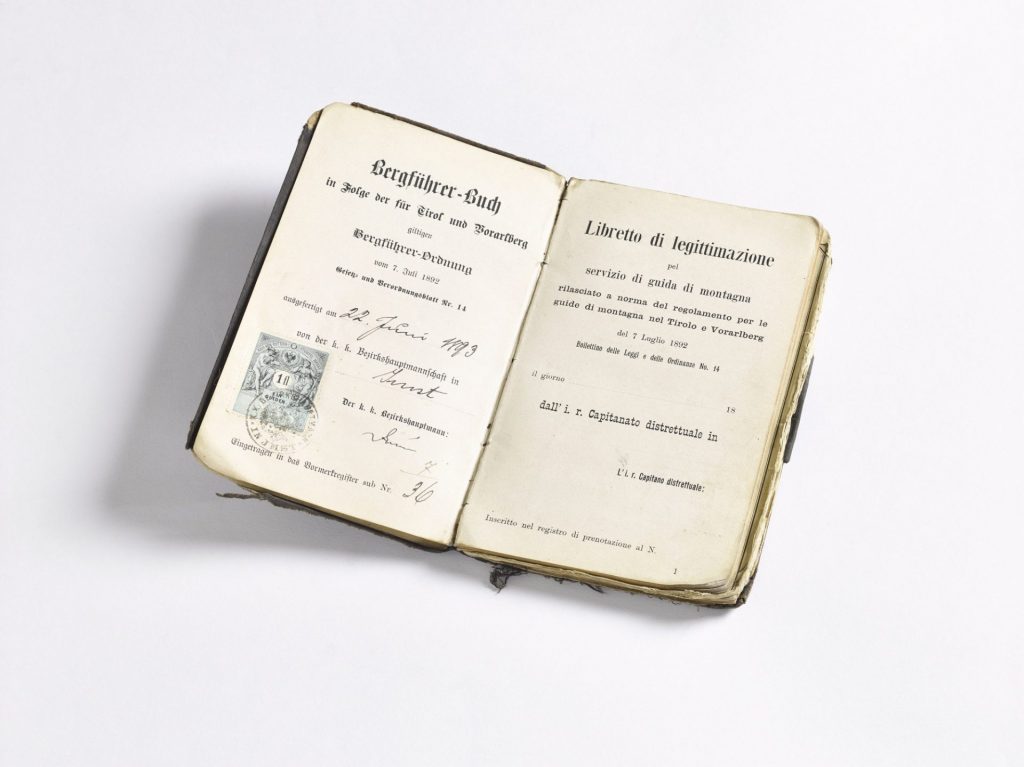 Bergführerbuch Quirin Fiegl (ausgestellt 1893) I Berge erleben © WESTFotostudio Archiv ÖAV