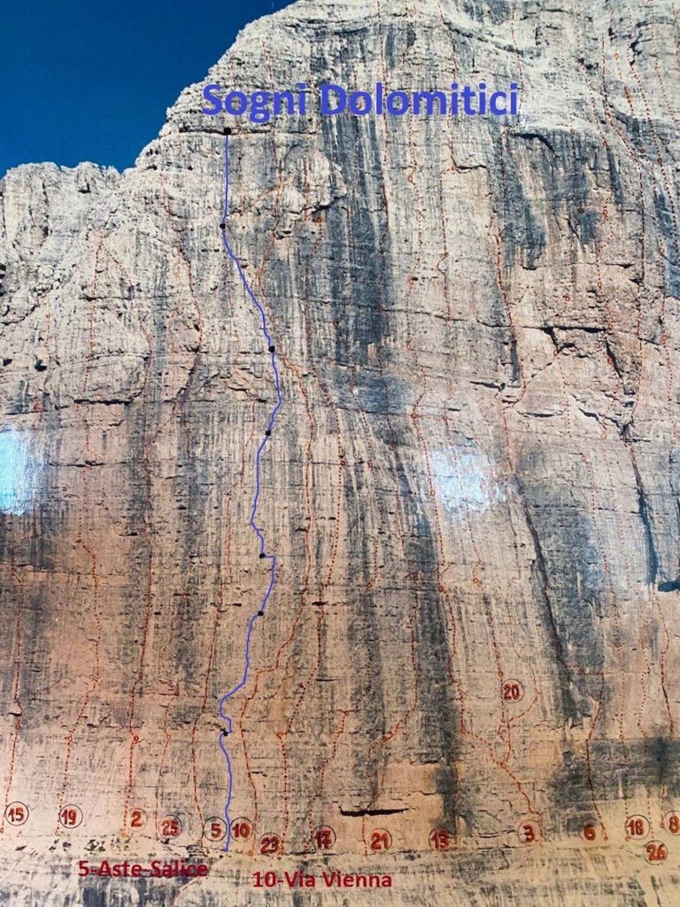 Wandbild der Tour "Sogni Dolomitici" © Alexander Hell