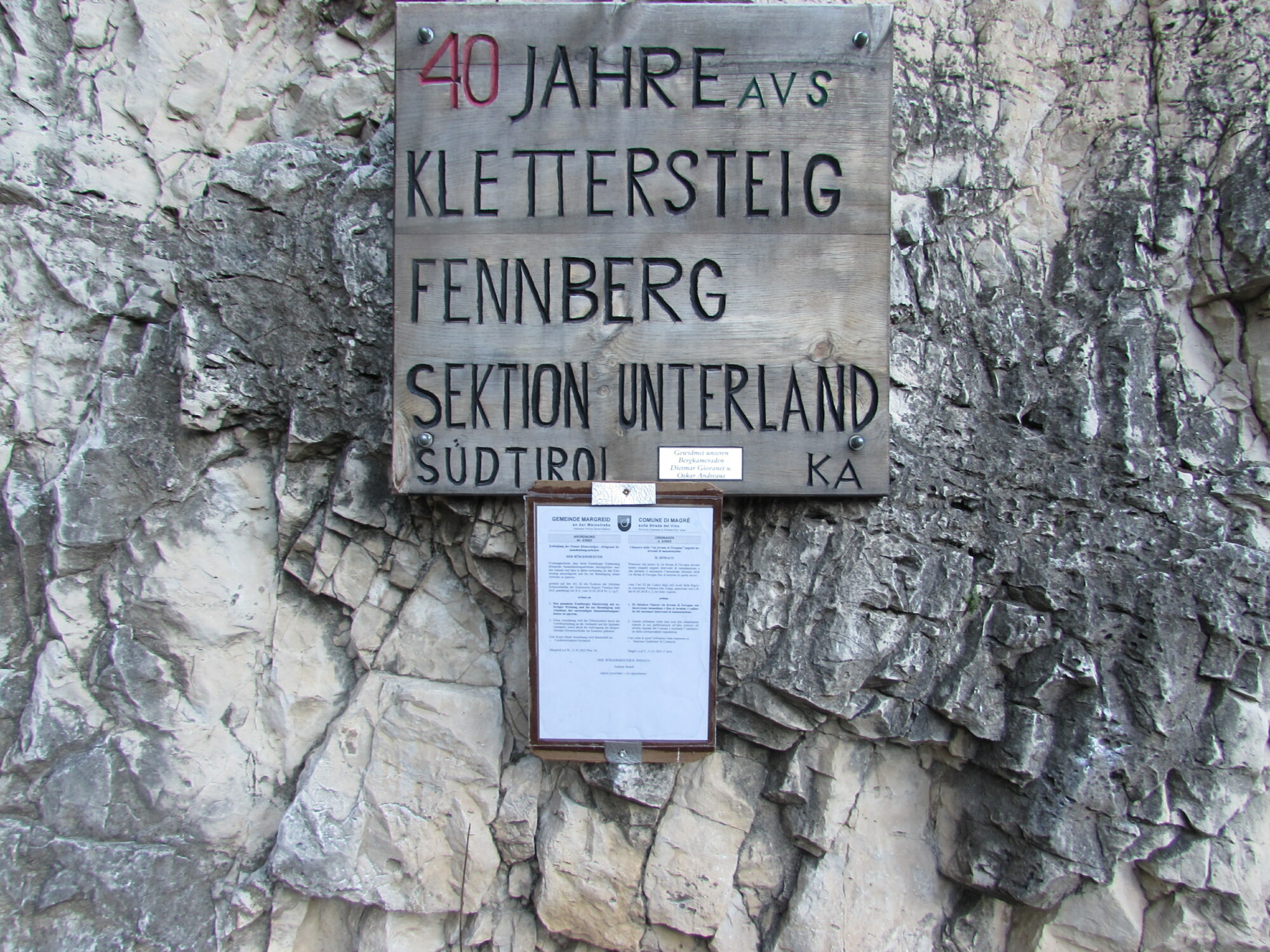 Klettersteig Fennberg gesperrt – dringende Instandhaltungsarbeiten notwendig
