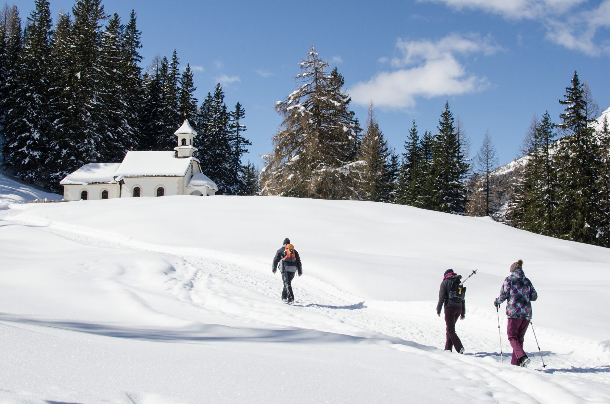 Winterwanderweg Unterer Waldweg zur Kalten Herberge im Nordtiroler Schmirntal