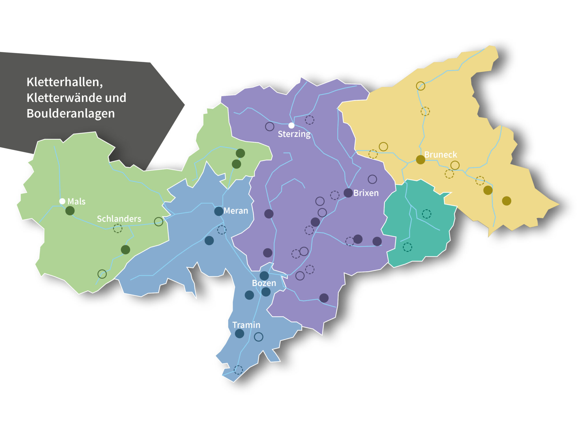 Südtirol Kletterhallen Übersicht