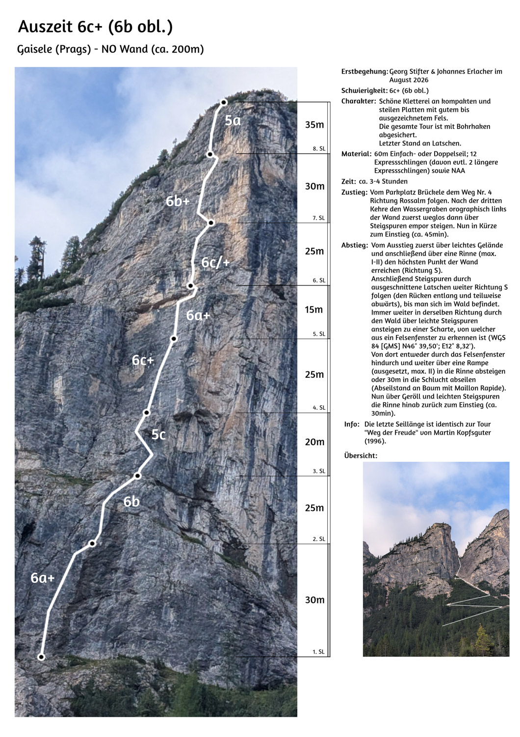 „Auszeit (6c+)“, Geiseln, Pragser Dolomiten