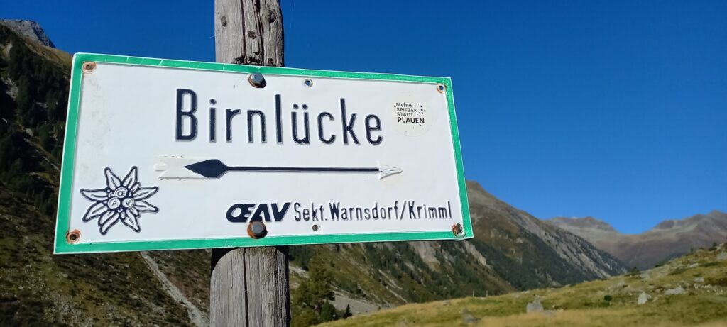 Hinweisschild Birnlücke I(c)AVS Sand in Taufers