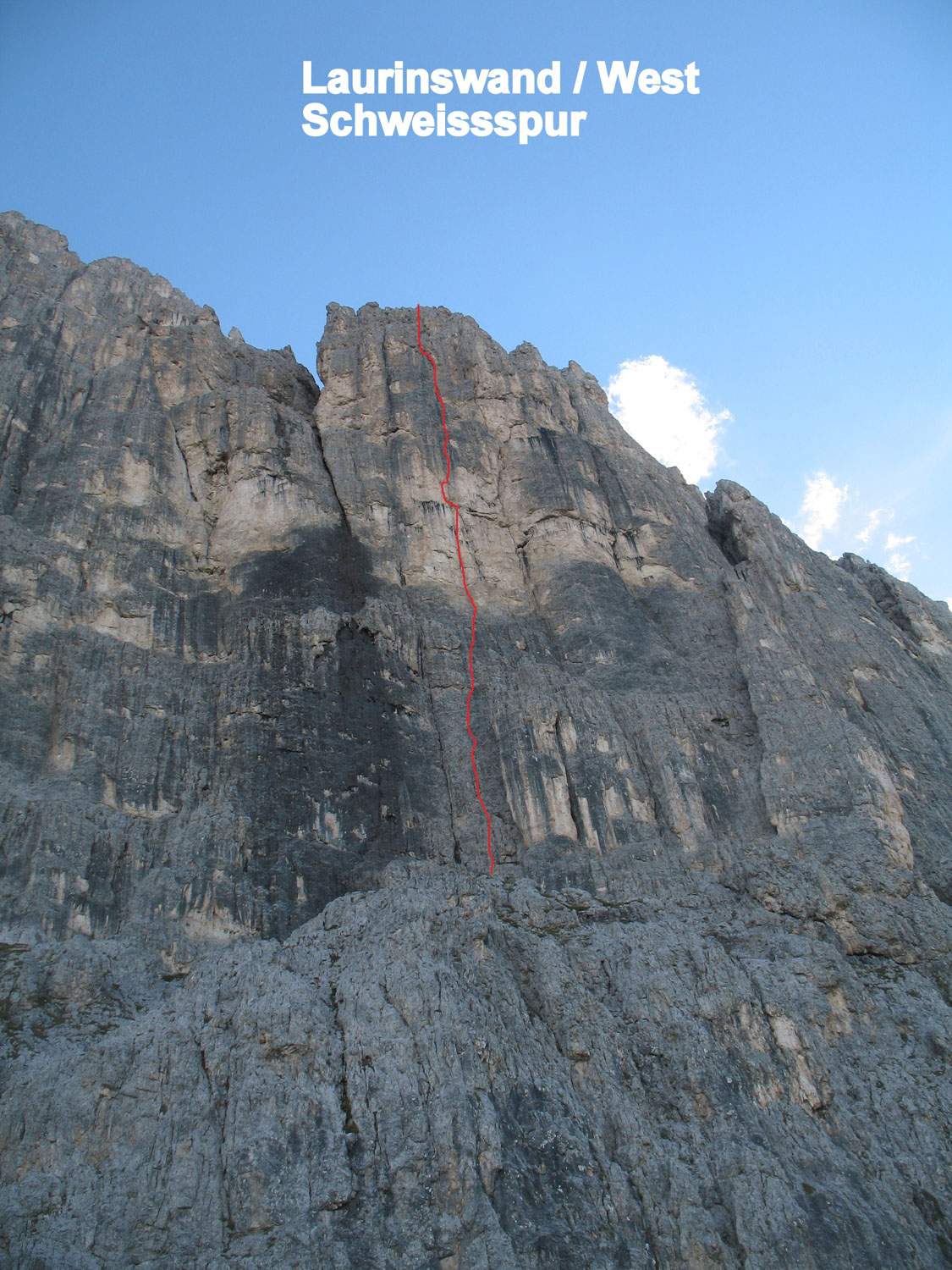 „Schweissspur (VIII)“, Laurinswand West, Rosengarten